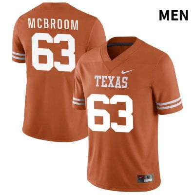 Texas Longhorns Men's #63 Patrick McBroom Authentic Orange NIL 2022 College Football Jersey SUF18P6J